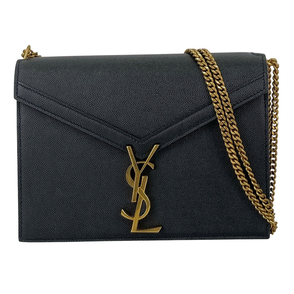 SAINT LAURENT Cassandra Chain Shoulder Bag YSL Leather Black